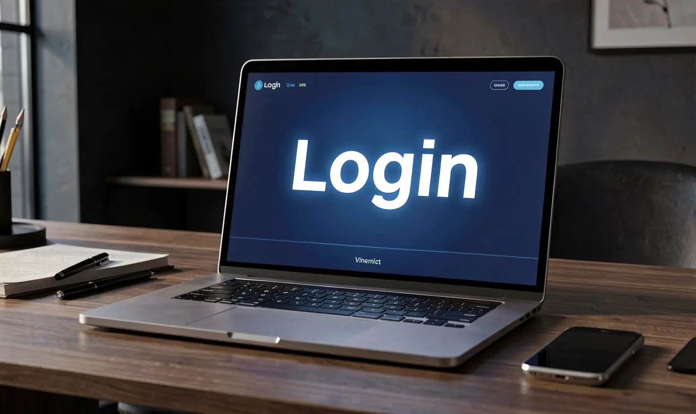 Modern laptop on a dark desk showing the CH777 login page with a clean design for safe and easy account entry in Pakistan